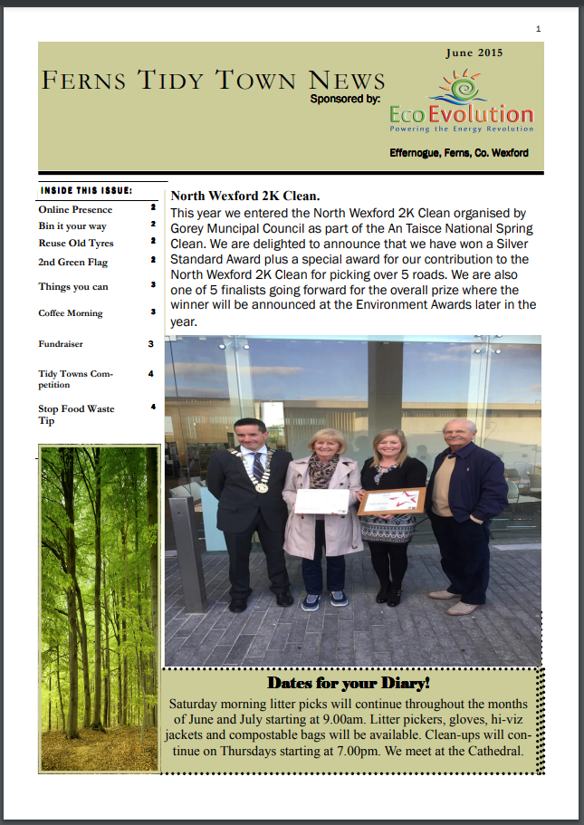 Ferns Tidy Towns, Newsletter June 2015_01