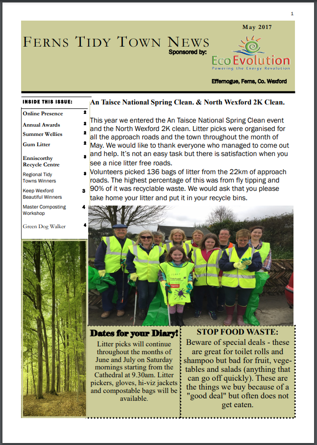 Ferns Tidy Towns, Newsletter May 2017_01